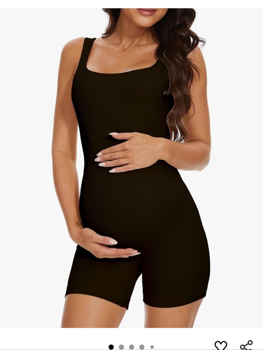 Ribbed Maternity Workout Bodysuit Romper - Black Small NWOT